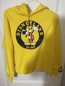 Disney Parks Disneyland Resort Crop Top Hooded Sweater Hoodie Yellow Size Large - Picture 1 of 4