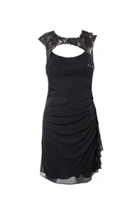 B & A By Betsy Adam Black Sleeveless Lace Top Sheath Dress 12 - Picture 1 of 3