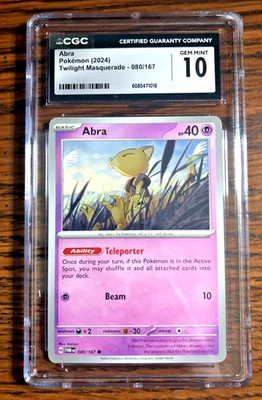 Abra Regular Common #080 - CGC GEM MINT 10 - Twilight Masquerade - Pokemon TCG - Image 1 of 3