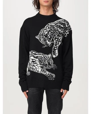 Suéter Just Cavalli Jaguar Estampado Lana Merino Hombre Negro Foto 1 de 4