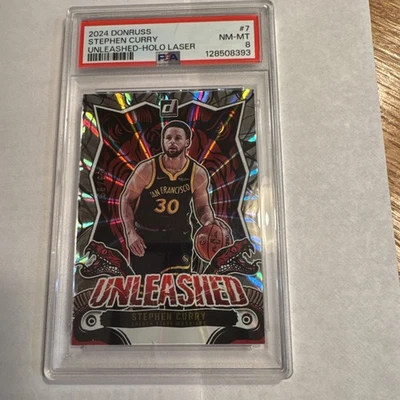 Stephen Curry 2024-25 Panini Donruss Unleashed Holo Laser/99 #7 PSA 8  Foto 1 de 2