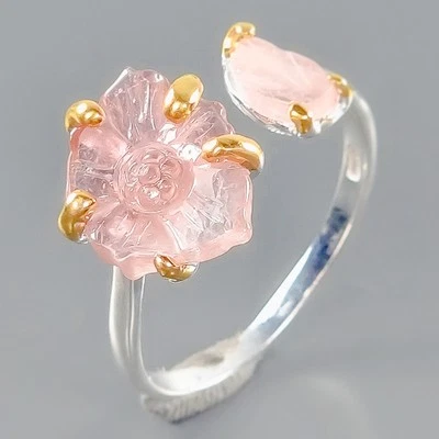 Handmade 10ct Natural Tourmaline Ring 925 Sterling Silver Size 7.5 /R415743 - Image 1 of 4