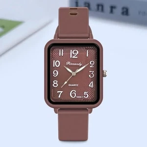 Women’s Quartz Watch Square Dial Silicone Strap Student Casual Fashion Wristwatc - Picture 1 of 20