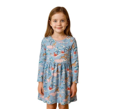 Mini Boden Woodland Animals Deer/Fox/Hedgehog Dress Girls 7-8 Y - Image 1 of 4