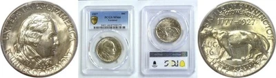 1927 Vermont Commemorative Silver Half Dollar PCGS MS66 GOLD SHIELD - Image 1 of 3