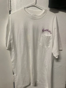 Vtg Oneita Single Stitch White T Shirt Men XL Pocket Rare LONG BEACH SAILING - Picture 1 of 4