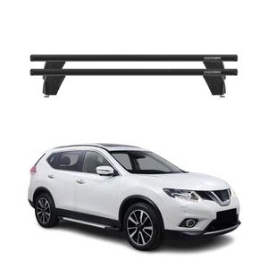 Fix Point Roof Racks Cross Bars for Nissan Rogue 2014-2017 Pre-FL Alu Black 2x - Picture 1 of 12