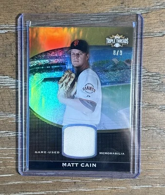Tarjeta usada juego Matt Cain/9 Topps Triple Threads 2011 Giants Foto 1 de 2