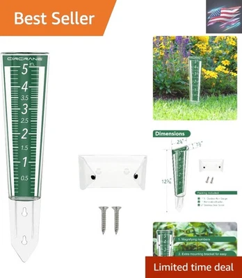 Elegant 5-Inch Outdoor Rain Gauge with Removable Bracket & Magnifying Scale - Image 1 of 4