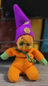 Vintage gruselig aussehende Streichholzschachtel Mini Beanie Baby Clown Puppe 3" groß - Bild 1 von 3