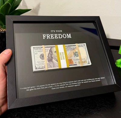 Motivational Money Frame - $10,000 Framed Cash, Office Decor and Business Gift - Image 1 of 4