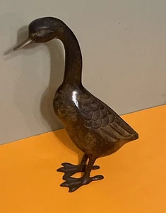 Statua anatra decorativa metà secolo bronzo fuso marrone 10 - Foto 1 di 8