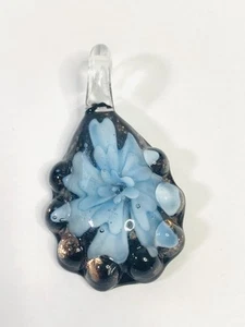 Art Glass Flower Shaped Pendant Choker Necklace Jewelry Artisan Style - Picture 1 of 6