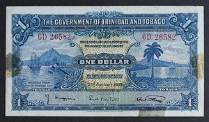 1939 Trinidad und Tobago 1 $ Banknote (2. Januar 1939) P#5b S/N# 6D 26582 - Bild 1 von 2