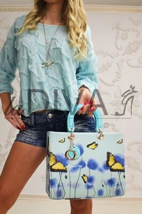 Tasche BUTTERFLY hellblau mit Anhänger Leder-Optik ღƸ̵̡Ӝ̵̨̄Ʒღ %SALE% OVP 54,90€ - Picture 1 of 2
