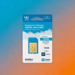 Tarjeta SIM de viaje Singapur y Malasia - 10 GB - 7-30 días - SIMBA/DiGi 5G / 4G - Imagen 1 de 3