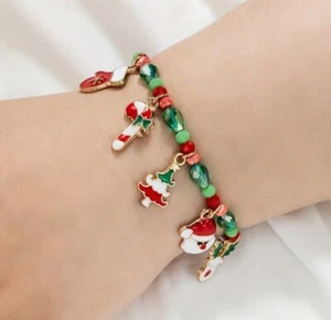 β€οΈ π Christmas Tree Charm Bracelet Bead Bangle Women Kids Jewelry Fillers Gift - Picture 1 of 5