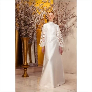 $11,990 Reem Acra Magic Garden Silk Mikado Floral Cutout Runway Gown - Picture 1 of 11