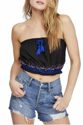 Novo Free People Feminino No More Tiers OB978531 Tubo Top Fino Preto Tamanho Grande - Imagem 1 de 4