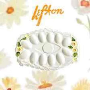 Vintage Geo Z Lefton Rustic Daisy Porcelain Deviled Egg Tray Dish 5182 - Picture 1 of 6
