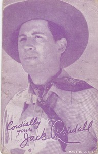 EXHIBIT ARCADE COWBOY CARD 1940's JACK RANDALL (PURPLE)!! GREAT CARD!