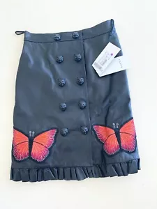 Gucci Cuero Mariposas Bordado Falda/Botones Cabeza de Tigre 40 NUEVO CON ETIQUETAS R 4.5K - Imagen 1 de 9