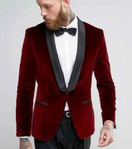 Hugo Boss men's Men's Red Velvet Cotton Slim Fit Sport Coat - size 36S -rt $595 - Picture 1 of 7