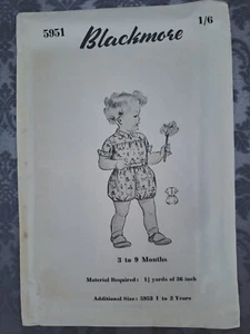 50s Blackmore Paper Sewing Dress Pattern 3 - 9 months Romper Suit Shorts - Picture 1 of 2