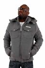 Rocawear Men's Designer Grey Padded Hooded Winter Jacket New Hip Hop Era Peviani