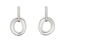 Organic Double Drop Earrings Sterling Silver 925 Hallmarked Brand New Boxed - Picture 1 of 3