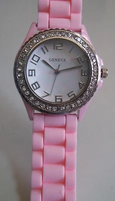 Women's Fashion Pink Jelly Silicone Rhinestone Dressy Casual Fun Watch - Image 1 of 4