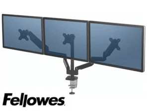 BLACK Fellowes Platinum Series Triple Monitor Arm USB Ports 8042601 - Picture 1 of 4