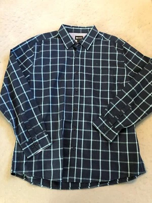 Haggar Shirt Men's Extra Large Long Sleeve Blue Plaid Button Up Collared Top - Image 1 of 4