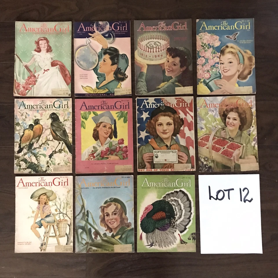 11 Vintage AMERICAN GIRL MAGAZINES 1944 Girl Scouts Great Stories SCARCE LOT 12 - Image 1 of 4