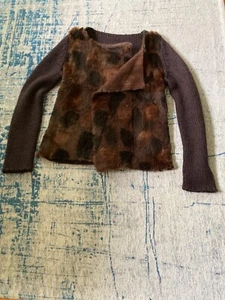Strickjacke mit Pelz Kaninchen braun Gr. M - Bild 1 von 7