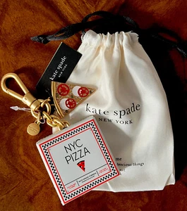 NWT Kate Spade Crystal Pizza Slice W/Leather Pizza Box SLICE PIZZA BOX Key Fob - Picture 1 of 7