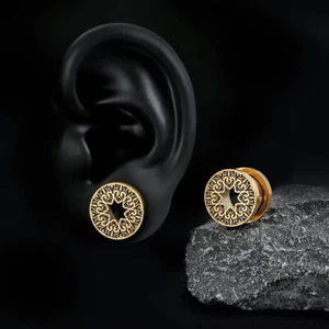 Oreja Plugs Túnel Oro Patrón Estrella Mandala Ohrtunnel Ohrplug Flesh Tunnel - Imagen 1 de 3