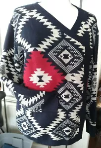 Shawl Sweater Indian Blanket Print Wrap A Round Chunky Ci Sono Cavalini  1X  2X  - Picture 1 of 6