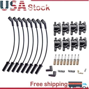 8 Pack Square Ignition Coil & Spark Plug Wire For Chevy GMC 4.8L 5.3L 6.0L V8 - Picture 1 of 10