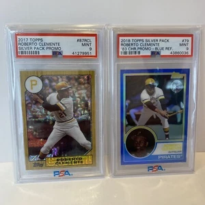 2017 2018 Topps Silver Pack Roberto Clemente PSA 9 Mint Lot 1983 1987 Promo - Picture 1 of 8