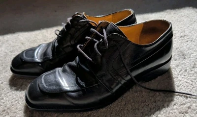 Sapatos sociais Oxford Johnston Murphy Cellini couro preto masculino 7 cadarços Itália - Imagem 1 de 4