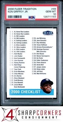 2000 FLEER TRADITION #49 KEN GRIFFEY JR. HOF POP 1 PSA 10 - Image 1 of 3