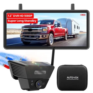 AUTO VOX Wireless Backup Camera Solar Magnetic: with 7.2" DVR 1080P 2 Split R... - Picture 1 of 7