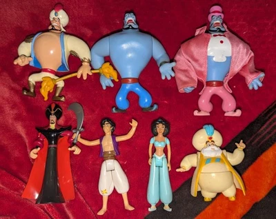 🐸 Vintage Disney Aladdin Action Figure Lot of 7 Toy 1992 Genie Jasmine Jafar  - Image 1 of 4