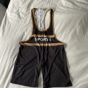 Large/XL Wrestling Suit Black White & Gold New Size L/XL poss Gay Interest - Picture 1 of 9