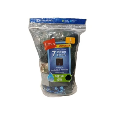 Cuecas boxer Hanes masculinas grandes 14/16 absorção sem etiqueta pacote com 7 - Imagem 1 de 4