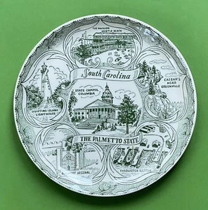 Vintage State of South Carolina Palmetto Ceramic Plate 9-1/4" EUC - Picture 1 of 3