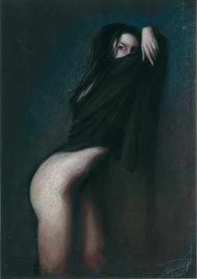 dibujo original A3 151DS ilustraciones pastel moderno femenino desnudo Foto 1 de 3