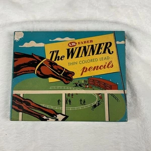 A.W. Faber "The Winner" | dünne farbige Mine 18 Bleistifte | 60er Jahre Pferderennen - Bild 1 von 3