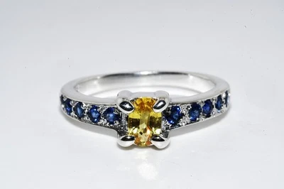 $500 .925 Sterling Silver 1.07CT Natural Red Ruby & Multicolor Sapphire Ring - Image 1 of 4